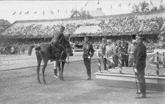 The 1912 Olympic Games Prize Giving ceremony with Gustave V, king of Sweden.jpg